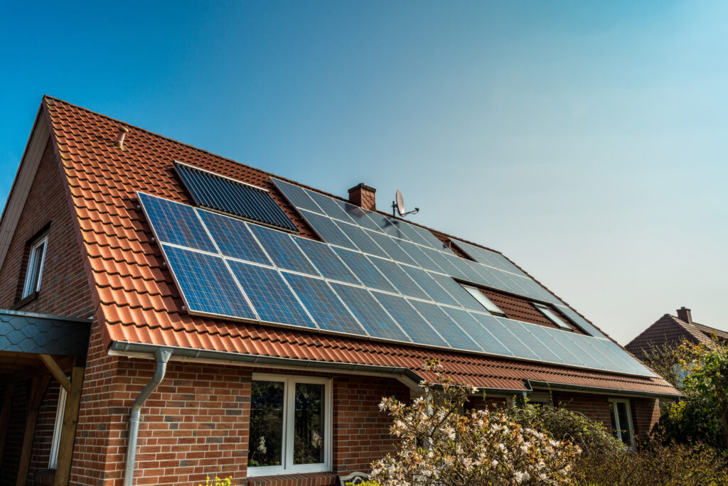 House with Solar Panels on the Roof