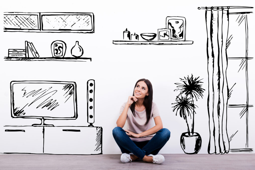 Woman Visualizing a Home Interior